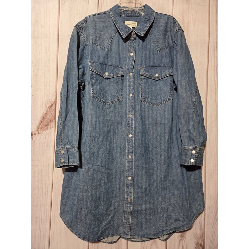 Universal Thread Womens Denim Western Shirt Dress Medium Wash Blue NWT Large